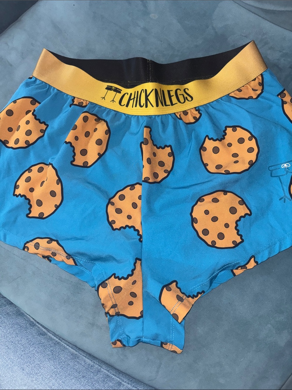 Chicknlegs Men's Blue Cookie-Print Athletic Shorts